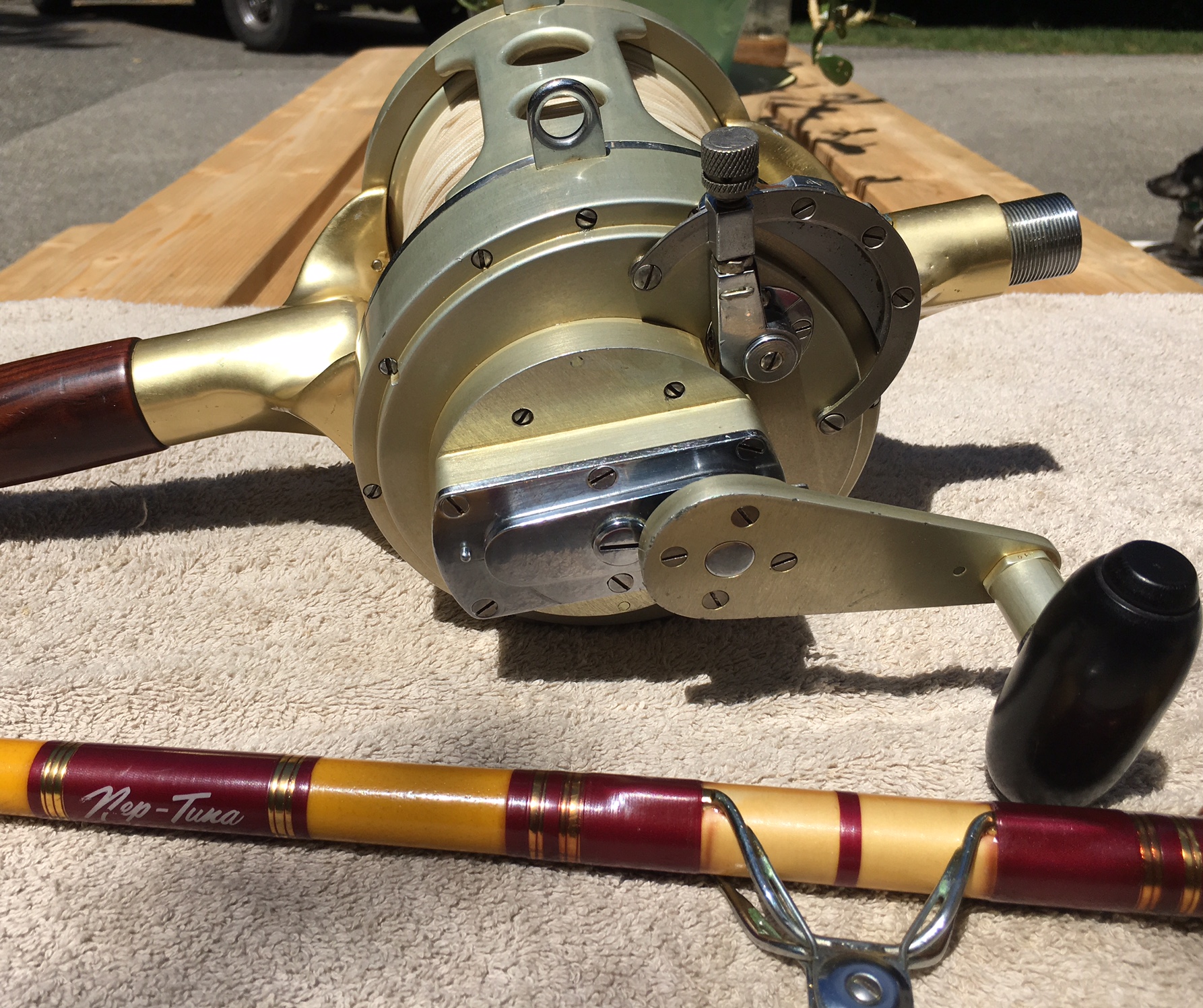 12/0 Fin-Nor Machine Industries reel in a Nep-Tuna cradle with 130 lb rod -  Reel Talk - ORCA