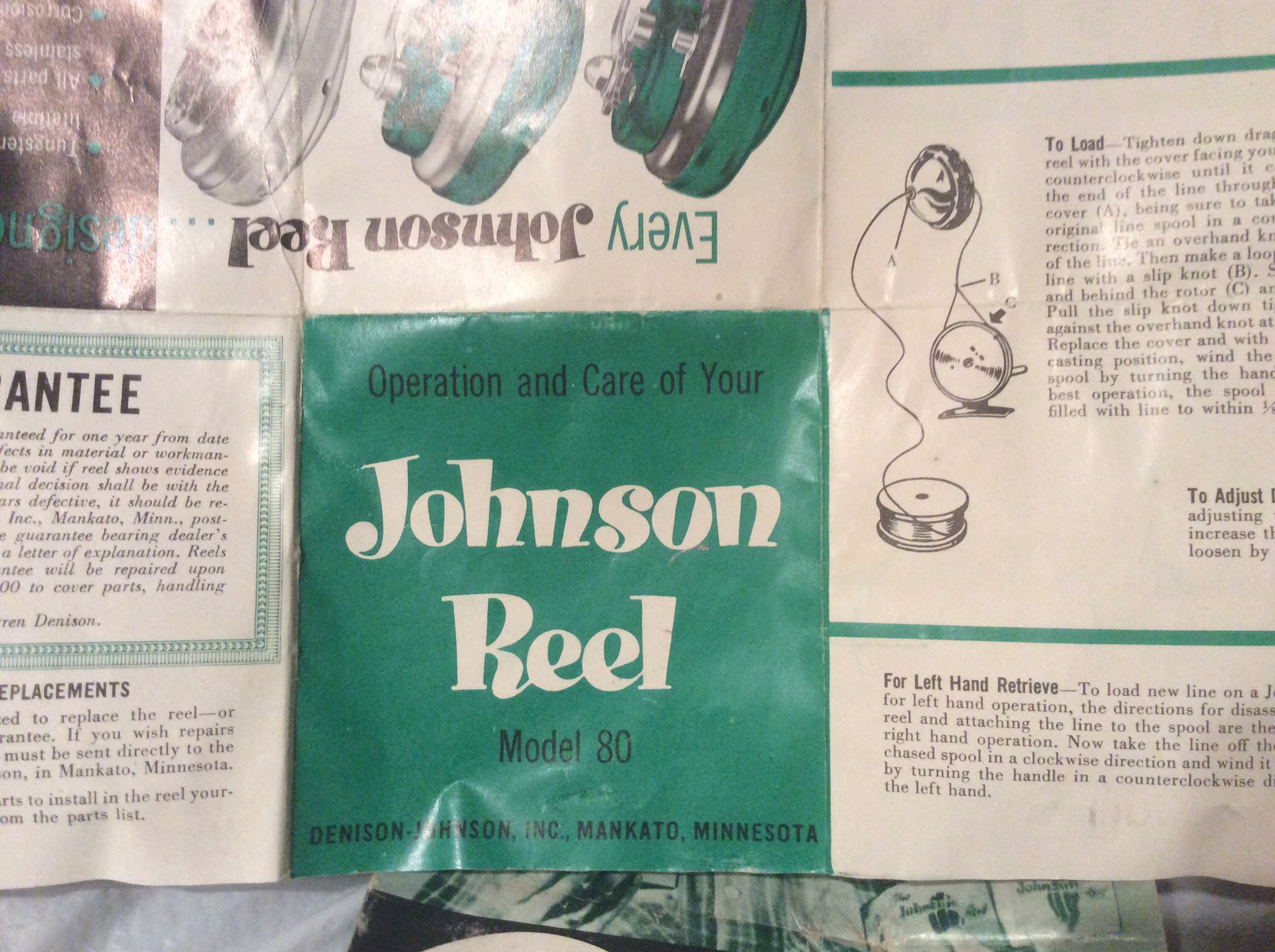 Vintage Johnson Green Sidewinder Model 80 Reel In Box For Sale