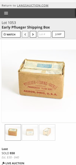 Rare Pflueger Fishing Tackle Wood Crate Akron Ohio 1930s 
